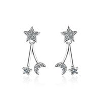 1 Paire Décontractée Style Simple Star Lune Incruster Le Cuivre Zircon Or Blanc Plaqué Boucles D'oreilles main image 5