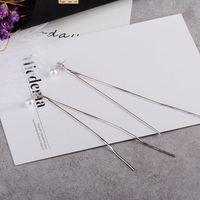 1 Pair Elegant Simple Style Geometric Tassel Plating Copper White Gold Plated Drop Earrings main image 7