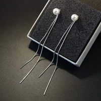 1 Pair Elegant Simple Style Geometric Tassel Plating Copper White Gold Plated Drop Earrings main image 5