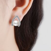 1 Pair Simple Style Classic Style Solid Color Inlay Copper Rhinestones Ear Studs main image 3