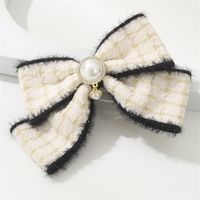 Cotton Linen Bow Pearl Hairpin sku image 3