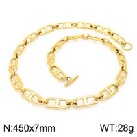 Titanium Steel 18K Gold Plated Simple Style Commute Solid Color Jewelry Set main image 2