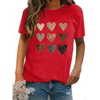 Women's T-shirt Short Sleeve T-shirts Printing Casual Classic Style Heart Shape main image 3