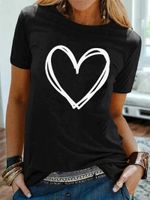 Femmes T-shirt Manche Courte T-shirts Impression Décontractée Vêtement De Rue Forme De Cœur main image 1