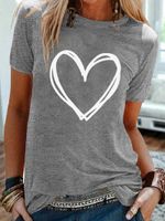Women's T-shirt Short Sleeve T-shirts Printing Casual Streetwear Heart Shape main image 2