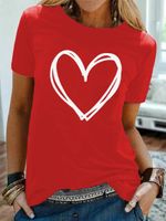 Women's T-shirt Short Sleeve T-shirts Printing Casual Streetwear Heart Shape main image 3