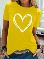 Femmes T-shirt Manche Courte T-shirts Impression Décontractée Vêtement De Rue Forme De Cœur main image 4