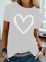Femmes T-shirt Manche Courte T-shirts Impression Décontractée Vêtement De Rue Forme De Cœur main image 5