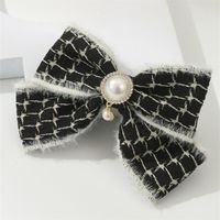 Cotton Linen Bow Pearl Hairpin sku image 4