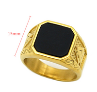 Vintage Style Punk Geometric 304 Stainless Steel Polishing Inlay Agate Men'S Wide Band Rings main image 6