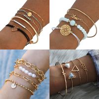 Simple Style Streetwear Round Heart Shape Solid Color Alloy Iron Copper Beaded Plating Inlay Rhinestones Zircon Women's Bracelets main image 3