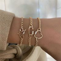 Simple Style Streetwear Round Heart Shape Solid Color Alloy Iron Copper Beaded Plating Inlay Rhinestones Zircon Women's Bracelets main image 9