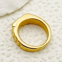 304 Stainless Steel 14K Gold Plated Simple Style Roman Style Plating Square Zircon Rings main image 3