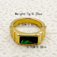 304 Stainless Steel 14K Gold Plated Simple Style Roman Style Plating Square Zircon Rings main image 2
