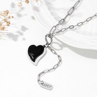 Ig Style Letter Heart Shape Stainless Steel Plating Palladium White K Gold Pendant Necklace main image 4