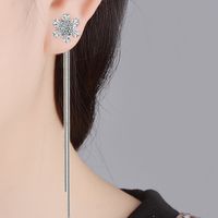 1 Pair Lady Flower Plating Inlay Copper Zircon White Gold Plated Drop Earrings main image 3