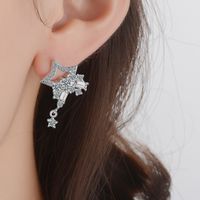 1 Paire Élégant Commuer Star Placage Incruster Le Cuivre Zircon Or Blanc Plaqué Boucles D'oreilles main image 4