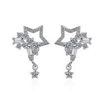 1 Pair Elegant Commute Star Plating Inlay Copper Zircon White Gold Plated Ear Studs main image 3