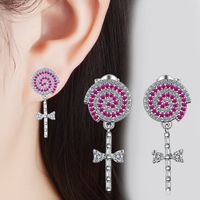 1 Pair Cute Cartoon Plating Inlay Copper Zircon White Gold Plated Ear Studs main image 1
