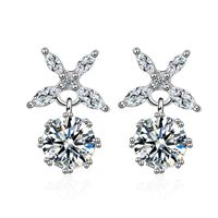 1 Pair Sweet Flower Plating Inlay Copper Zircon Drop Earrings main image 3