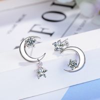 1 Pair Lady Star Plating Inlay Copper Zircon White Gold Plated Drop Earrings main image 1