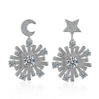 1 Paire Mignon Sucré Star Lune Placage Incruster Le Cuivre Zircon Boucles D'oreilles main image 3