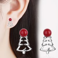 1 Pair Cute Sweet Geometric Christmas Tree Plating Copper Ear Studs main image 1