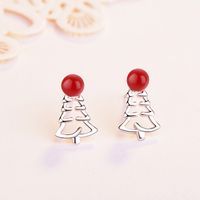 1 Pair Cute Sweet Geometric Christmas Tree Plating Copper Ear Studs main image 3