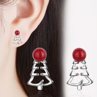 1 Pair Cute Sweet Geometric Christmas Tree Plating Copper Ear Studs main image 5