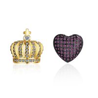 1 Pair Elegant Luxurious Commute Crown Plating Inlay Copper Zircon 24k Gold Plated White Gold Plated Ear Studs main image 3