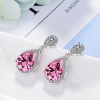 1 Pair Simple Style Classic Style Water Droplets Inlay Copper Zircon Drop Earrings main image 1