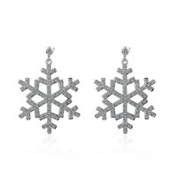 1 Par Estilo Ig Brillante Copo De Nieve Ahuecar Embutido Cobre Circón Pendientes De Gota main image 4