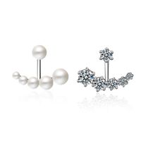 1 Pair Ig Style Shiny Round Asymmetrical Plating Inlay Copper Pearl Zircon Ear Studs main image 4