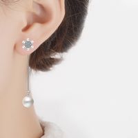 1 Pair Elegant Lady Geometric Tassel Snowflake Inlay Copper Zircon Drop Earrings main image 4