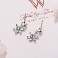 1 Pair Basic Snowflake Inlay Copper Zircon Drop Earrings sku image 1