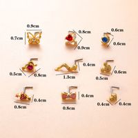 Ig Style Classic Style Animal Heart Shape Bow Knot Stainless Steel Copper 18k Gold Plated Zircon Nose Studs In Bulk main image 2