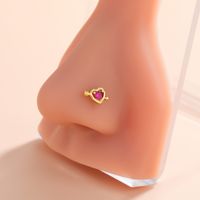 Ig Style Classic Style Animal Heart Shape Bow Knot Stainless Steel Copper 18k Gold Plated Zircon Nose Studs In Bulk sku image 9