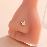 Ig Style Classic Style Animal Heart Shape Bow Knot Stainless Steel Copper 18k Gold Plated Zircon Nose Studs In Bulk sku image 10