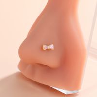 Ig Style Classic Style Animal Heart Shape Bow Knot Stainless Steel Copper 18k Gold Plated Zircon Nose Studs In Bulk sku image 12