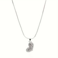 Simple Style Shiny Heart Shape Alloy Inlay Rhinestones Women's Pendant Necklace sku image 2