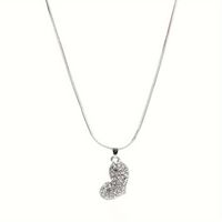 Simple Style Shiny Heart Shape Alloy Inlay Rhinestones Women's Pendant Necklace main image 4
