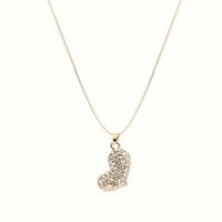 Simple Style Shiny Heart Shape Alloy Inlay Rhinestones Women's Pendant Necklace sku image 1