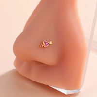 Ig Style Classic Style Animal Heart Shape Bow Knot Stainless Steel Copper 18k Gold Plated Zircon Nose Studs In Bulk sku image 11