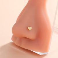 Ig Style Classic Style Animal Heart Shape Bow Knot Stainless Steel Copper 18k Gold Plated Zircon Nose Studs In Bulk sku image 3