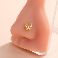 Ig Style Classic Style Animal Heart Shape Bow Knot Stainless Steel Copper 18k Gold Plated Zircon Nose Studs In Bulk sku image 17