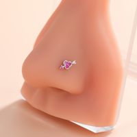 Ig Style Classic Style Animal Heart Shape Bow Knot Stainless Steel Copper 18k Gold Plated Zircon Nose Studs In Bulk sku image 7