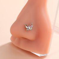 Ig Style Classic Style Animal Heart Shape Bow Knot Stainless Steel Copper 18k Gold Plated Zircon Nose Studs In Bulk sku image 14