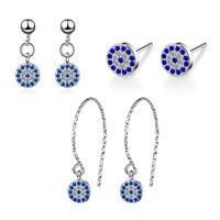 1 Pair Ig Style Simple Style Devil's Eye Inlay Copper Zircon Earrings main image 1