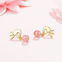 1 Pair Ig Style Simple Style Gesture Crystal Copper Drop Earrings main image 3