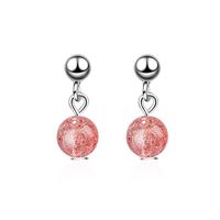 1 Pair Simple Style Round Crystal Copper Drop Earrings main image 6